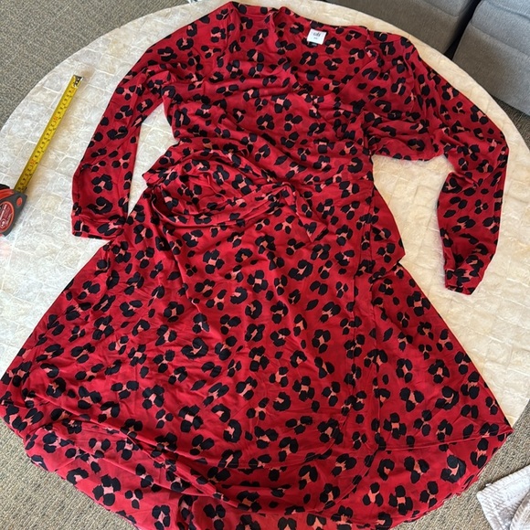 Cabi Siren Wrap Dress Size XXL NEW leopard print midi maxi burgundy red cheetah - Picture 6 of 10